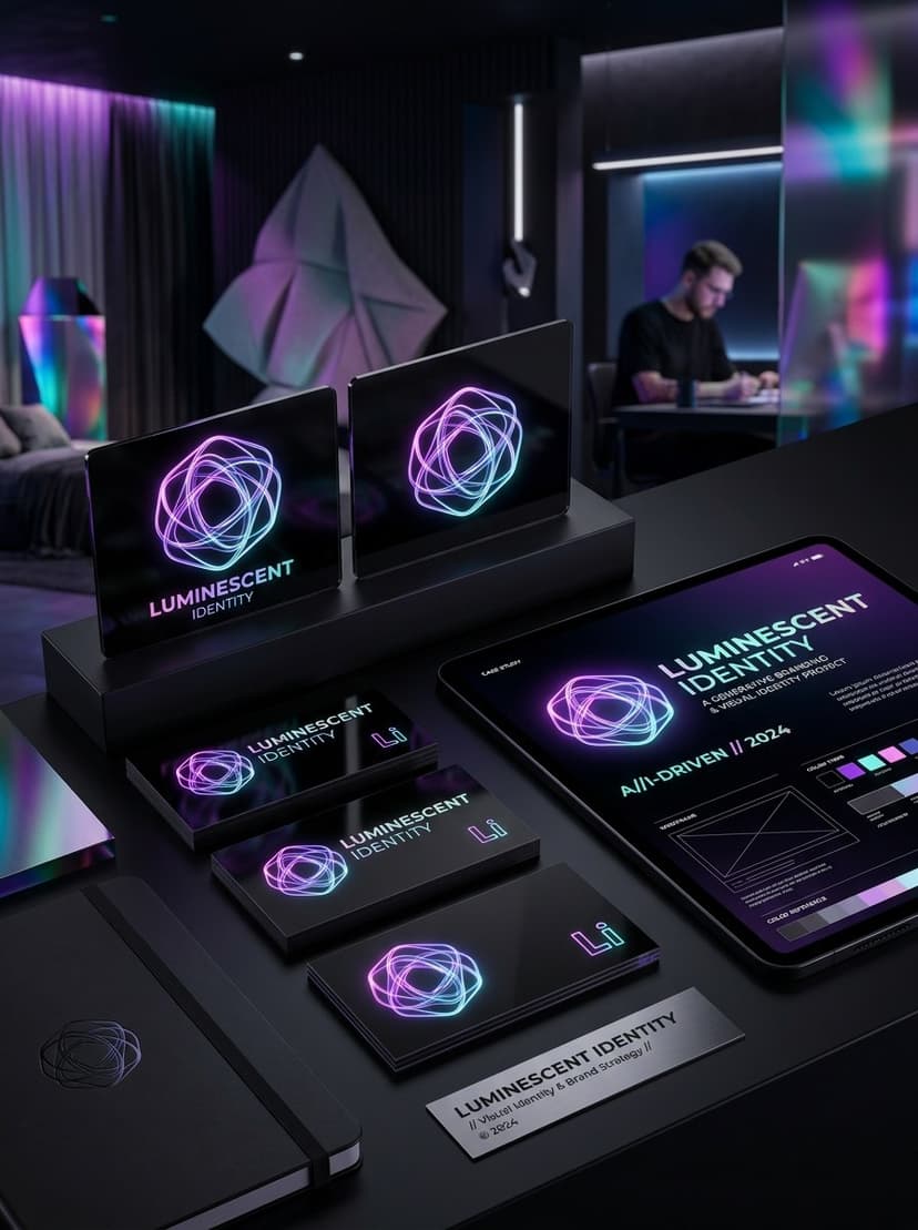 Luminescent generative branding on dark glass devices